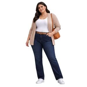 Plus Size Khaki Stretch Jeans Women’s 16W Straight Leg Comfort Fit
